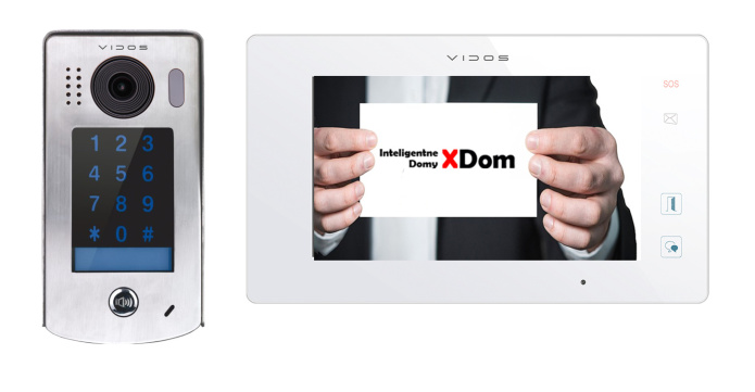 Zestaw jednorodzinny wideodomofonu cyfrowego Vidos Stacja bramowa S1301D monitor M1021W